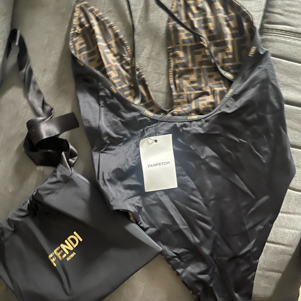 Fendi Black and Brown Monogram One-Piece